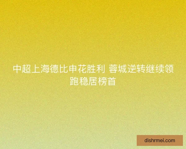 中超上海德比申花胜利 蓉城逆转继续领跑稳居榜首