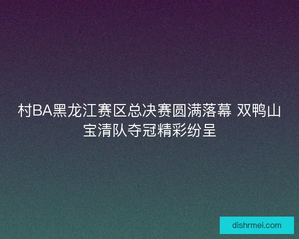 村BA黑龙江赛区总决赛圆满落幕 双鸭山宝清队夺冠精彩纷呈 村BA黑龙江赛区总决赛圆满落幕 双鸭山宝清队夺冠精彩纷呈